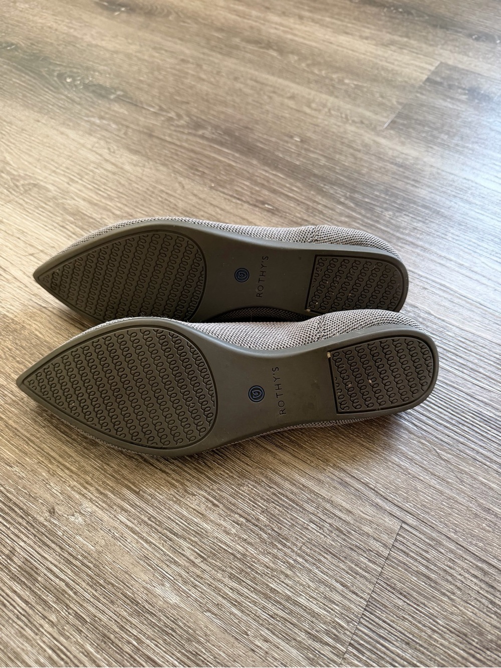 Rothy's Pointed Toe Flats in Gray with Blue Trim - Picture 4 of 4